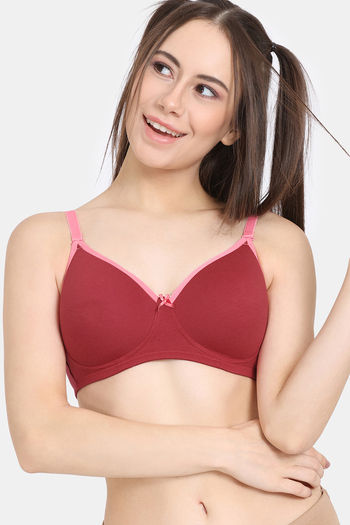 Rosaline Padded Non Wired 3/4th Coverage T-Shirt Bra - Equestrain Red
