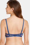 Rosaline Padded Non Wired 3/4th Coverage Lace Bra - Blue Depth — thumbnail 2