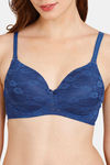 Rosaline Padded Non Wired 3/4th Coverage Lace Bra - Blue Depth — thumbnail 4