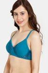 Rosaline Padded Non Wired 3/4th Coverage T-Shirt Bra - Harbor Blue — thumbnail 3