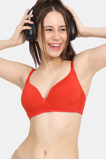 Rosaline Padded Non Wired Medium Coverage T-Shirt Bra - Valiant Poppy