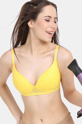 Buy Zivame Women's Polyester Cotton Wired Casual Non-Padded Super Support  Bra (ZI10ITCOREMYELW0034F_Yellow_34F) at