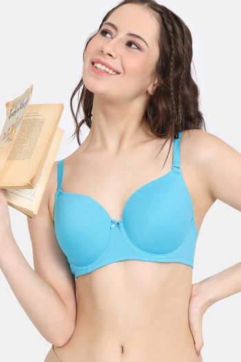 Rosaline Padded Wired 3/4th Coverage T-Shirt Bra - Blue Bird