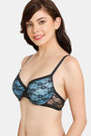 Rosaline Padded Wired Medium Coverage Lace Bra - Anthracite — thumbnail 3