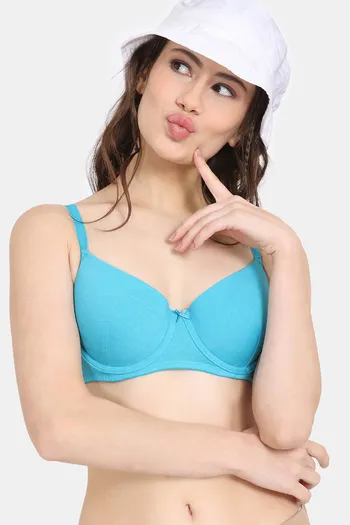 Rosaline Padded Wired Medium Coverage T-Shirt Bra - Blue Bird