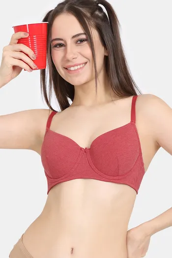 Rosaline Padded Wired Medium Coverage T-Shirt Bra - Equestrain Red