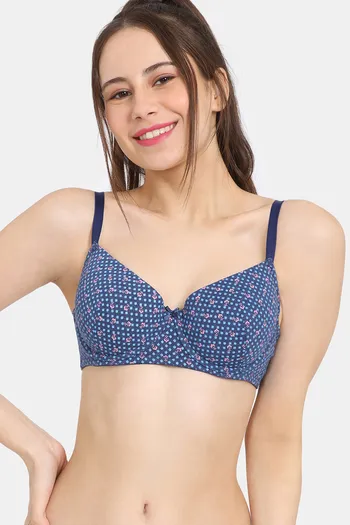 Rosaline Padded Wired Medium Coverage T-Shirt Bra - Blue Depth