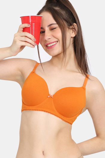 Rosaline Padded Wired 3/4th Coverage T-Shirt Bra - Golden Poppy