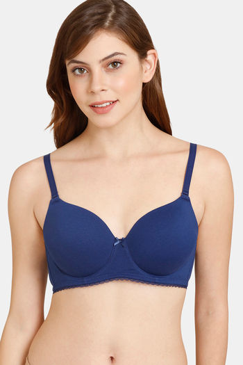 Rosaline Padded Wired 3/4th Coverage T-Shirt Bra - Blue Depth