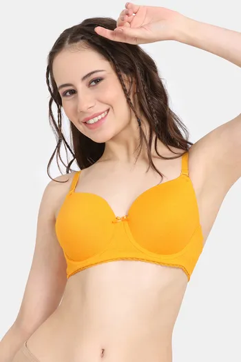 Rosaline Padded Wired 3/4th Coverage T-Shirt Bra - Cadmium Yellow
