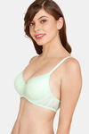 Rosaline Padded Wired Medium Coverage Lace Bra - Patina Green — thumbnail 3