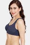 Rosaline Everyday Double Layered Non Wired 3/4th Coverage Bralette - Blue Depth — thumbnail 3