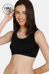 Rosaline Girls Single Layered Non Wired Full Coverage Beginner Bra - Anthracite — thumbnail 1