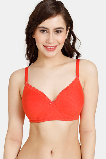 Rosaline Rerooted Simplicity Padded Non Wired 3/4th Coverage T-Shirt Bra - Fiery Red