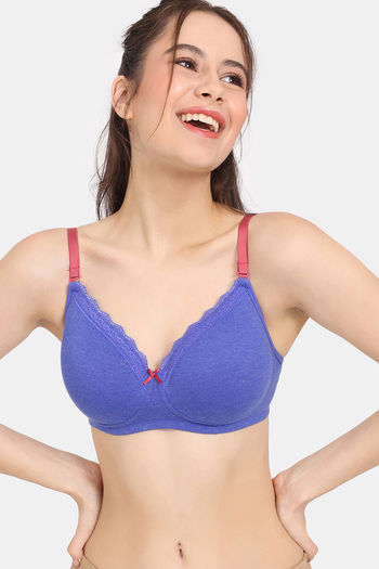 Rosaline Rerooted Simplicity Padded Non Wired 3/4th Coverage T-Shirt Bra - Ampro Blue