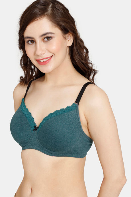 Rosaline Rerooted Simplicity Padded Non Wired 3/4th Coverage T-Shirt Bra - Deep Teal — image 3