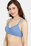 Rosaline Everyday Double Layered Non Wired 3/4th Coverage T-Shirt Bra - Blue Bonnet — thumbnail 3