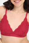 Rosaline City Hearts Double Layered Non Wired Medium Coverage Lace Bra - Salsa — thumbnail 4