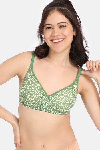 Rosaline Padded Non Wired Medium Coverage T Shirt Bra - Daisy Green