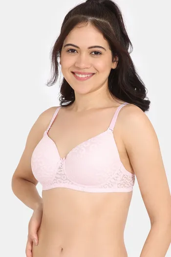 Rosaline Padded Non Wired 3/4Th Coverage Lace Bra - Tender Touch