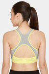 Rosaline Low Impact Sports Bra With Racer Back - Grey Melange — thumbnail 3