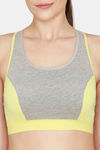 Rosaline Low Impact Sports Bra With Racer Back - Grey Melange — thumbnail 5