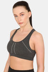 Rosaline Sports Bra With Removable Padding - Grey Melange — thumbnail 2