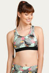 West Vogue Non Padded Sports Bra- Black N Leaf Print — thumbnail 2