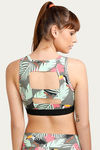 West Vogue Non Padded Sports Bra- Black N Leaf Print — thumbnail 4