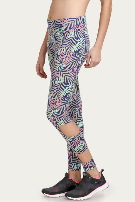 

West Vogue Printed Leggings Navy N Leaf Print, Blues