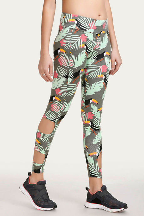 

West Vogue Printed Leggings Green n Floral Print, Greens