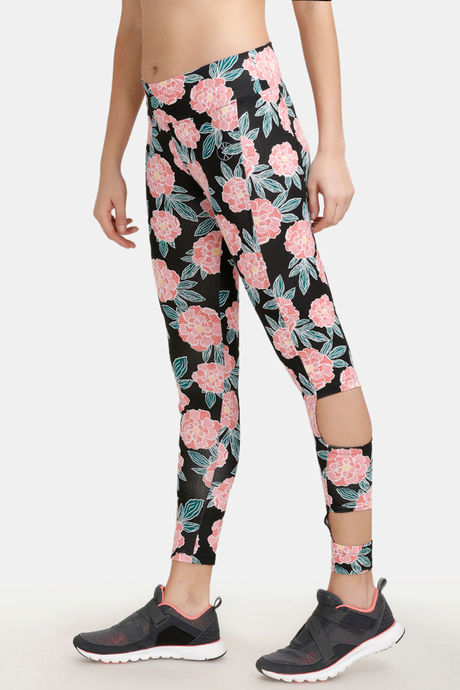 

West Vogue Printed Leggings Black n Floral Print, Blacks