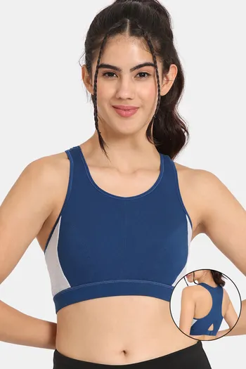 model image of Rosaline Sports Bra With Removable Padding - Blue Opal