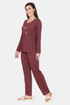 Rosaline Spatial Speckle Knit Cotton Pyjama Set - Grape Wine — thumbnail 2