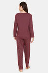 Rosaline Spatial Speckle Knit Cotton Pyjama Set - Grape Wine — thumbnail 3
