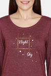 Rosaline Spatial Speckle Knit Cotton Pyjama Set - Grape Wine — thumbnail 5