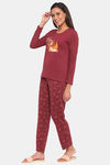 Rosaline Starry Nights Knit Cotton Pyjama Set - Pomegranate — thumbnail 2