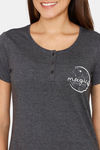 Rosaline Starry Nights Knit Cotton Pyjama Set - Grey Melange — thumbnail 5