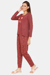 Rosaline Starry Nights Knit Cotton Pyjama Set - Merlot — thumbnail 2
