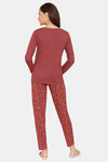 Rosaline Starry Nights Knit Cotton Pyjama Set - Merlot — thumbnail 3
