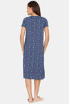 Rosaline Starry Nights Knit Cotton Mid Length Nightdress - Ocean Cavern — thumbnail 3