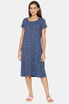 Rosaline Starry Nights Knit Cotton Mid Length Nightdress - Ocean Cavern — thumbnail 4
