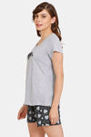 Rosaline Geo Blooms Knit Cotton Shorts Set - Black Beauty — thumbnail 2