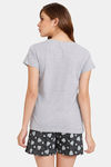 Rosaline Geo Blooms Knit Cotton Shorts Set - Black Beauty — thumbnail 3