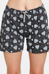 Rosaline Geo Blooms Knit Cotton Shorts Set - Black Beauty — thumbnail 6