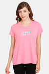 Rosaline Geo Blooms Knit Cotton Top - Pink Carnation — thumbnail 1
