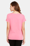 Rosaline Geo Blooms Knit Cotton Top - Pink Carnation — thumbnail 3