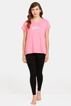 Rosaline Geo Blooms Knit Cotton Top - Pink Carnation — thumbnail 4