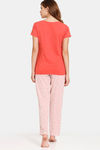 Rosaline Symmetry Knit Cotton Pyjama Set - Valiant Poppy — thumbnail 3