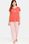 Rosaline Symmetry Knit Cotton Pyjama Set - Valiant Poppy — thumbnail 4